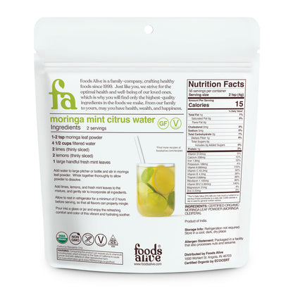 Organic Raw Moringa Leaf Powder - Nutrient-Dense Food - Foods Alive - Back