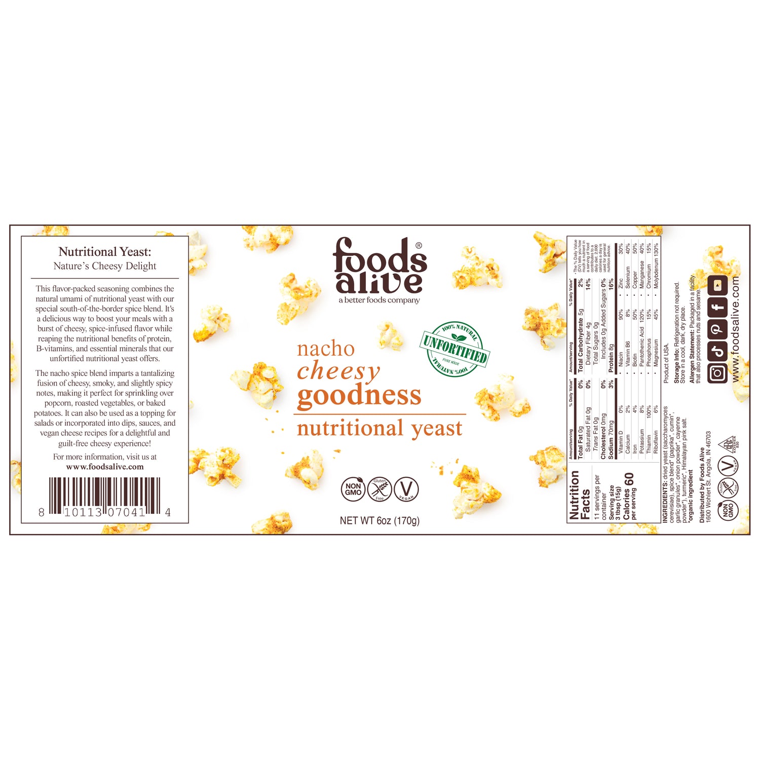 nacho cheesy goodness / nutritional yeast / label