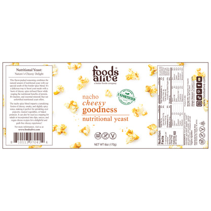nacho cheesy goodness / nutritional yeast / label