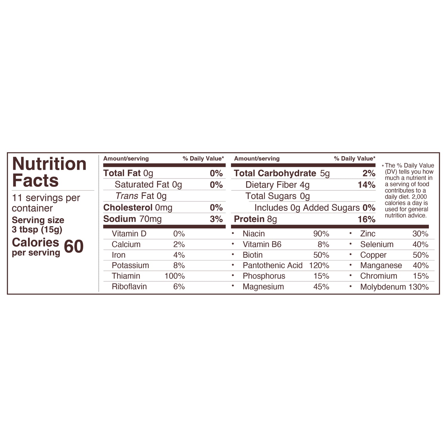 nacho cheesy goodness / nutritional yeast / nutritional panel
