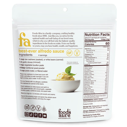 Foods Alive - Nutritional Yeast -30-oz - Back - Nutritional Panel, 