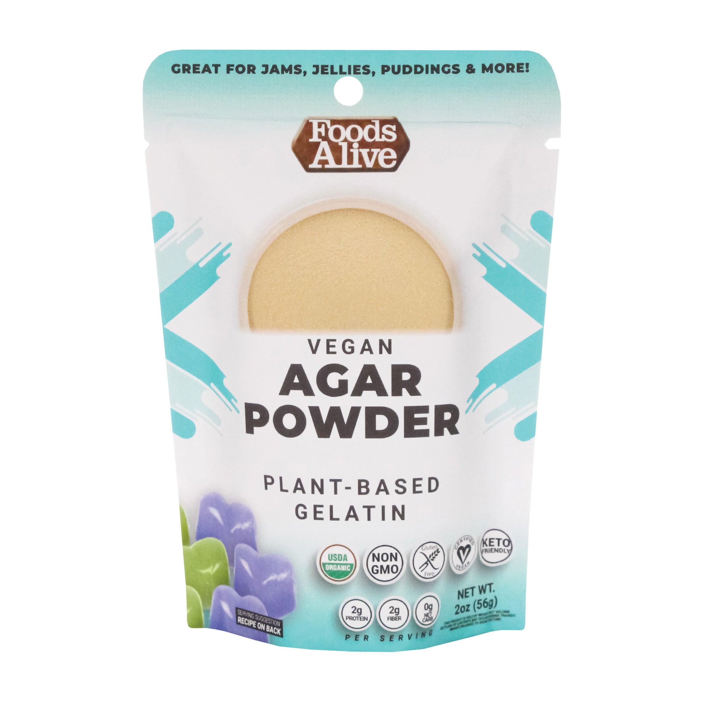 Foods Alive Agar Powder - Organic, Plant Based, Vegan Gelatin