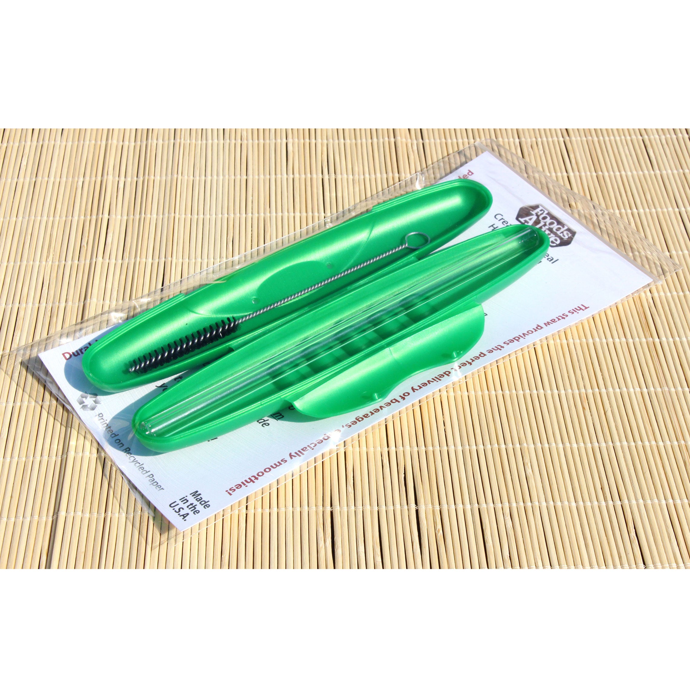 Foods Alive - 8-inch Glass Straw - Regular with Travel Case Combo