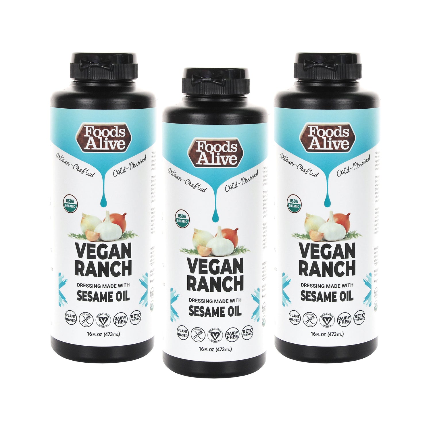 Ranch Superfood Dressing | Organic, Plant-Based, Vegan, Dairy-Free, Sugar-Free | Artisan Cold-Pressed Oil - 3-pack